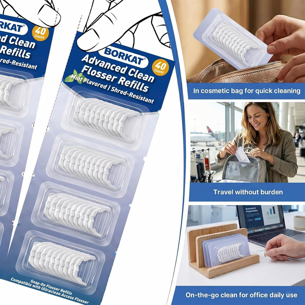 Dental Floss Refills for Power Flossers - 40 Count, Mint Flavor, Easy-Clean