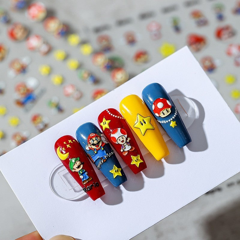 5D Super Mario Bros Nail Stickers - Character Art for Nails