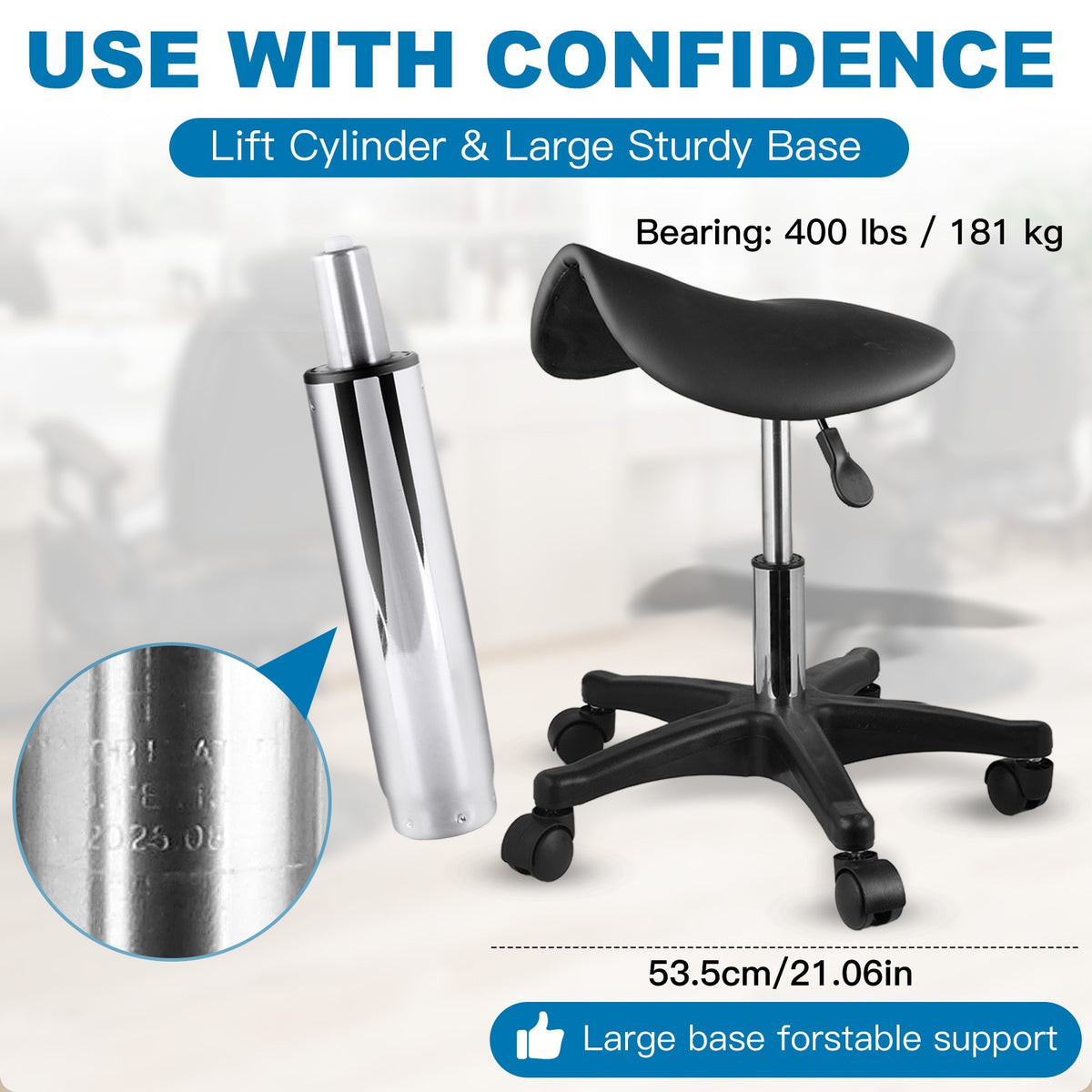 Ergonomic Saddle Stool with Wheels - Adjustable Height Rolling Chair