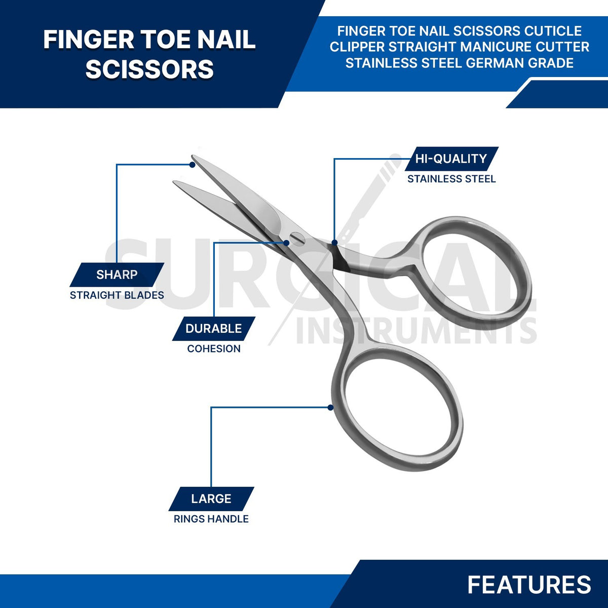 2 Pcs Nail & Cuticle Scissors Set - Manicure & Pedicure Grooming Tools