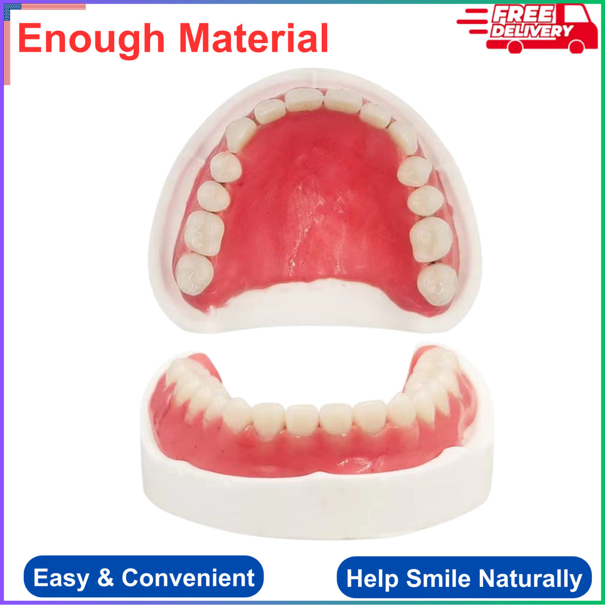 DIY Denture Kit Fake Teeth for Smile Improvement - Top & Bottom Reusable