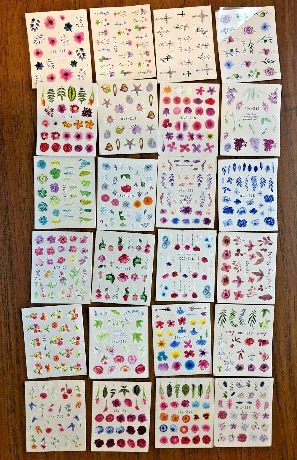 Water Transfer Nail Art Stickers Flower Butterfly Seashell Decals Set - Multiple Sizes