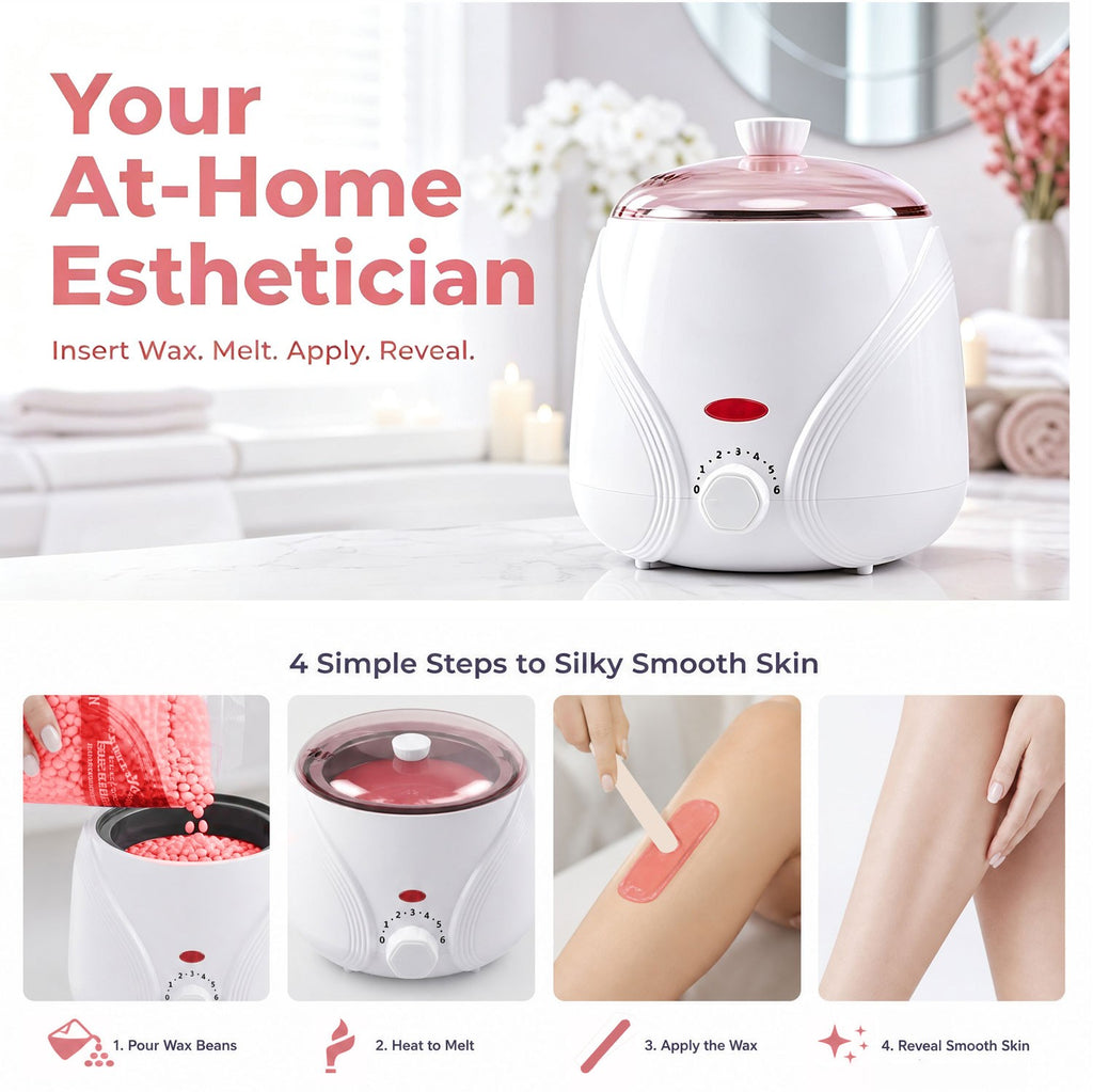 Electric Wax Heater Warmer Kit for Hair Removal with Adjustable Temperature and Wax Beans