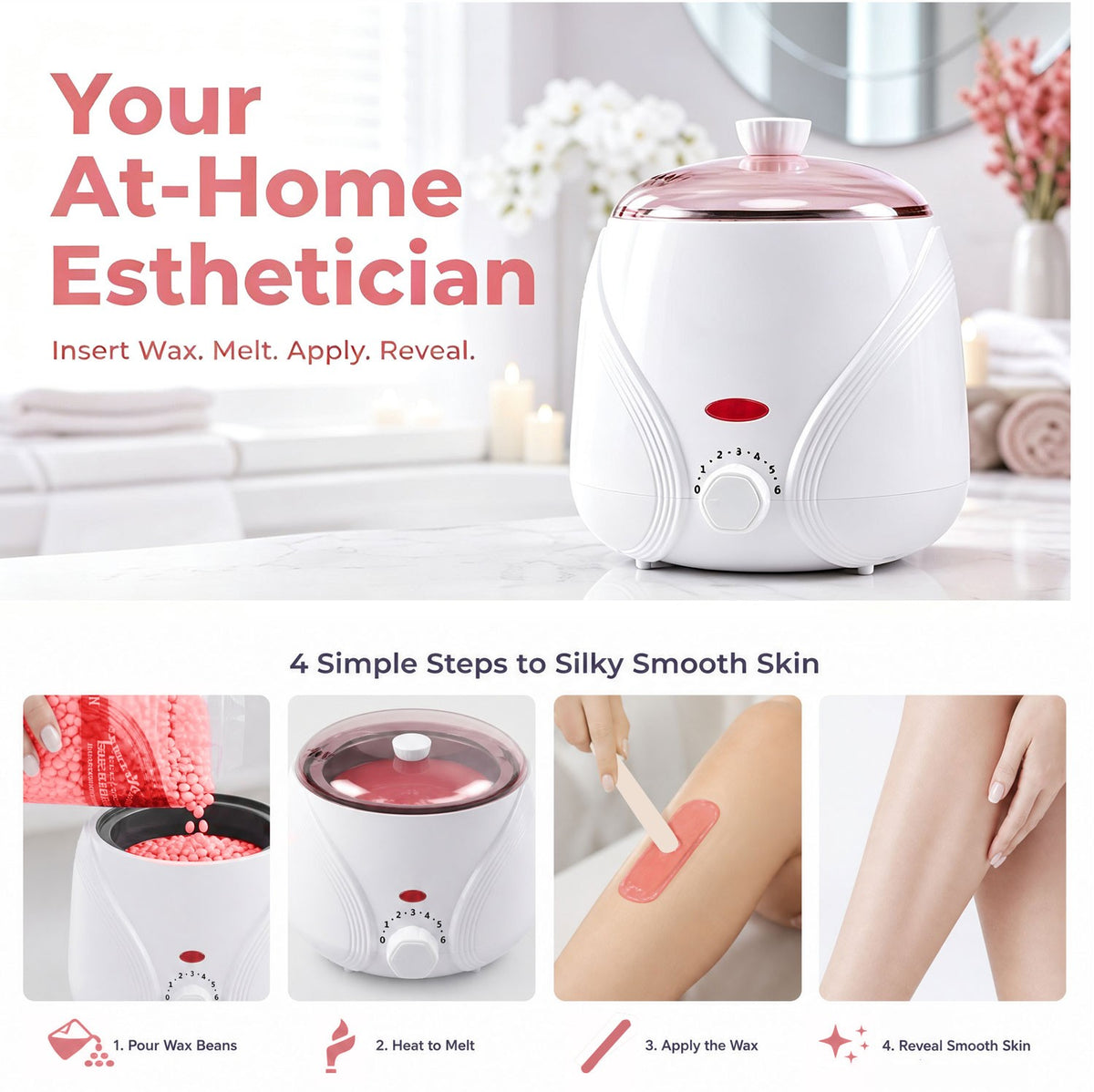 Electric Wax Heater Warmer Kit for Hair Removal with Adjustable Temperature and Wax Beans
