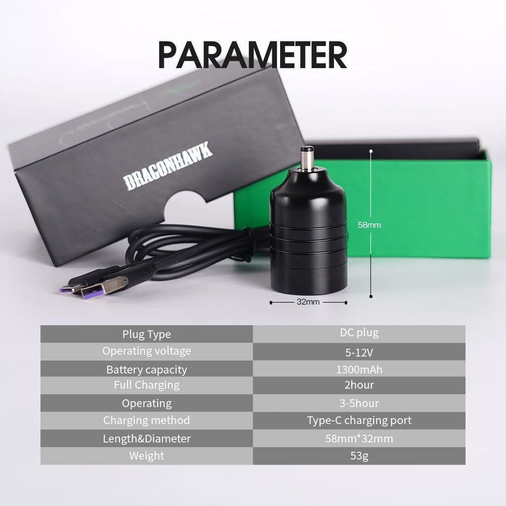 Wireless Cartridges Tattoo Machine Kit Pen Rotary Dragonhawk Atom