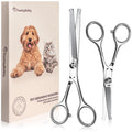 Pet Grooming Scissors Set with Round Tips for Dogs & Cats - Silver