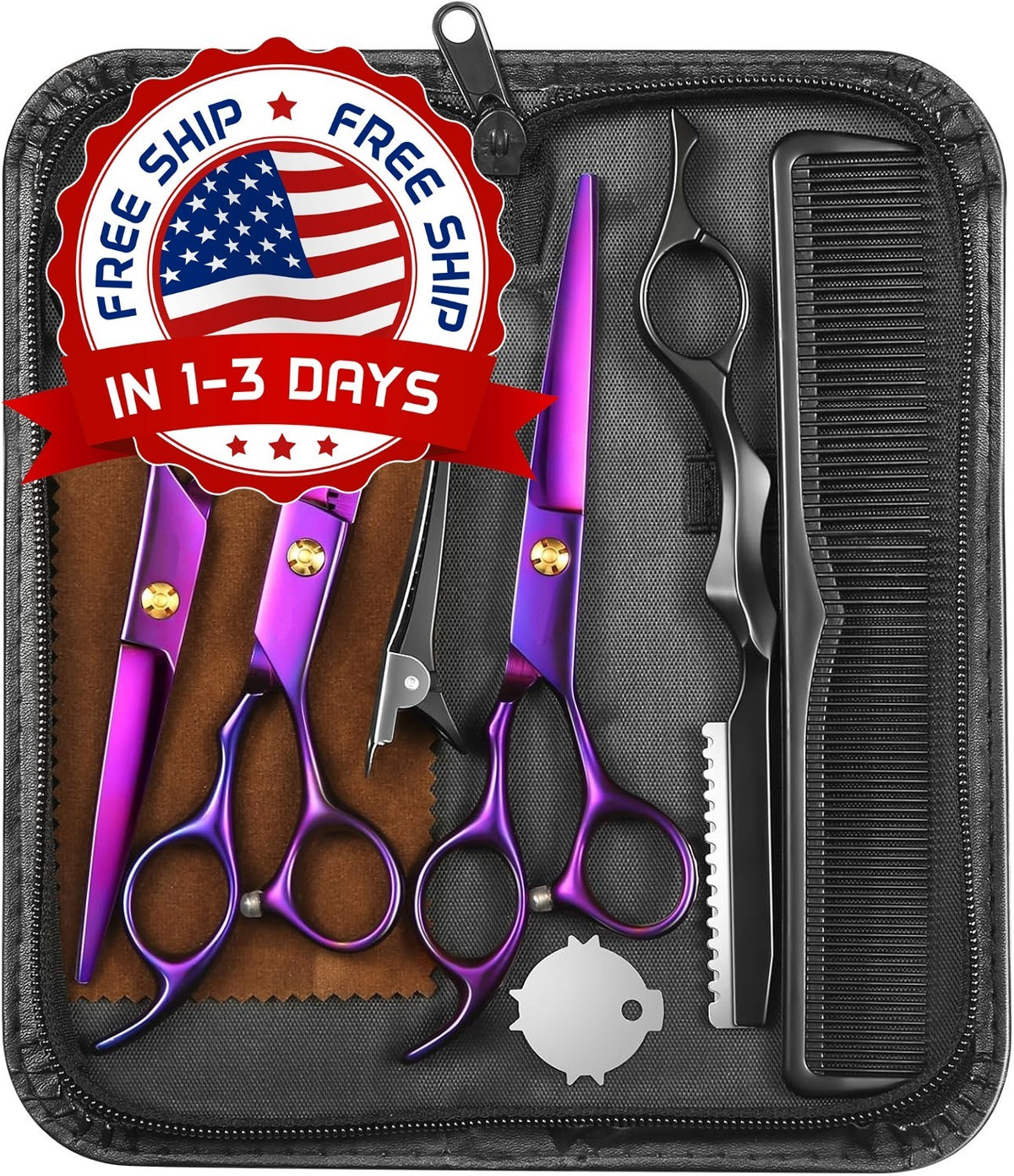 Professional Hair Cutting Scissors Set with Thinning & Styling Tools - 6.89 Inches