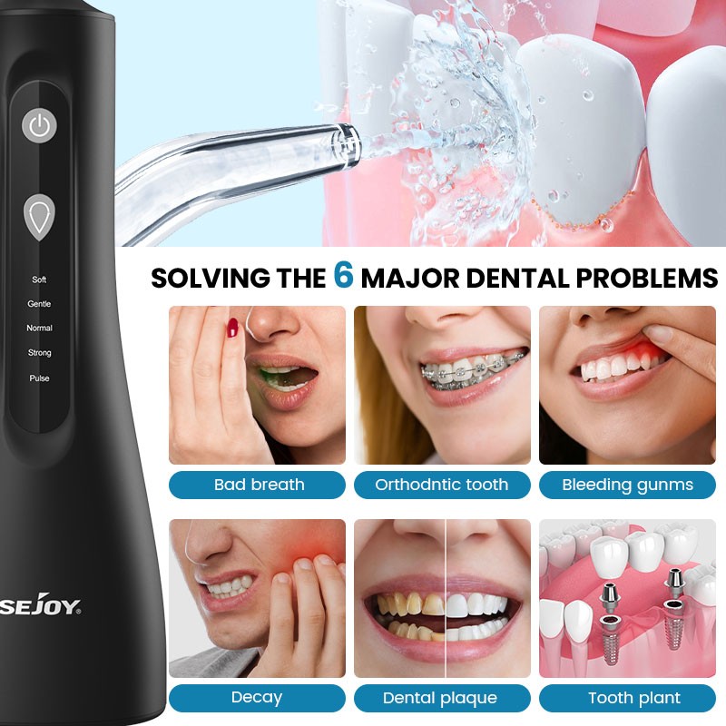 Cordless Water Flosser with 5 Nozzles & 300ml Detachable Tank - Deep Oral Cleaner for Teeth & Gums
