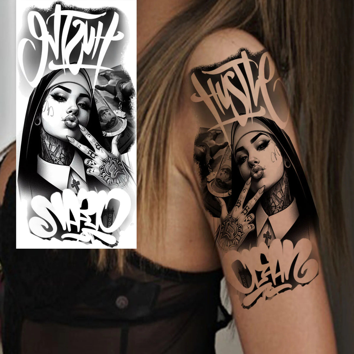 Waterproof Temporary Tattoo Sticker - Evil Joker Face, Long Lasting Realistic Design