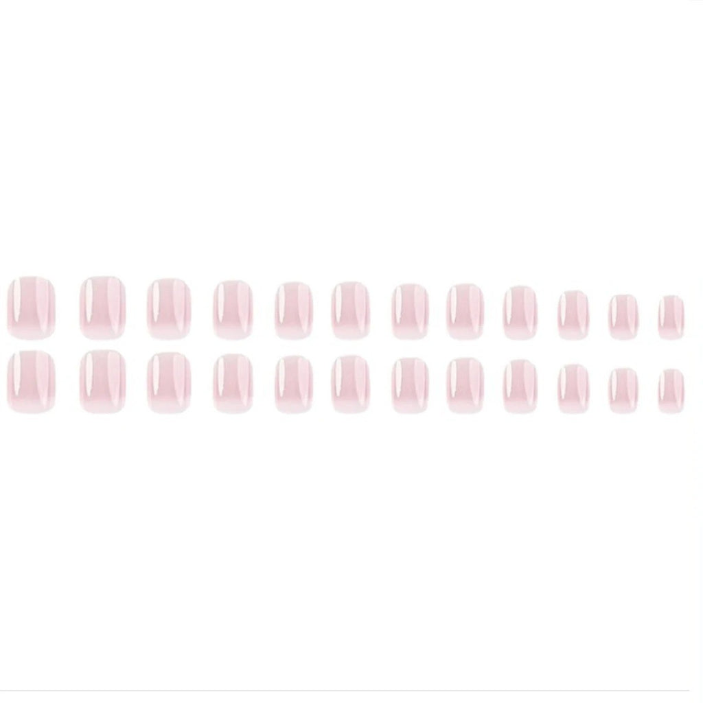 24pcs Pink Glossy Press-On Nails - Medium Square Full Cover Fake Nails