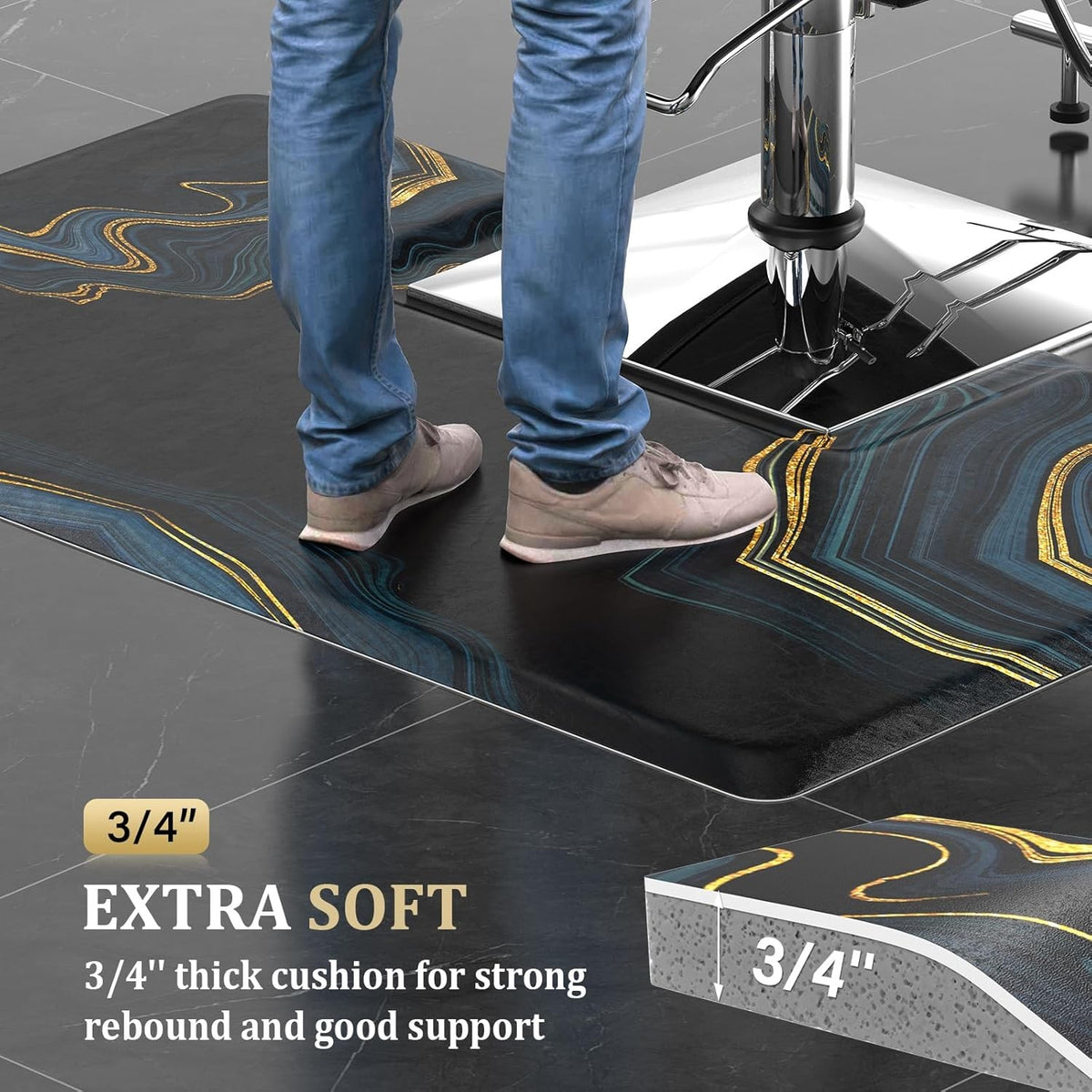 Salon Anti-Fatigue Floor Mat 3x5 Feet for Hair Stylists & Barbers