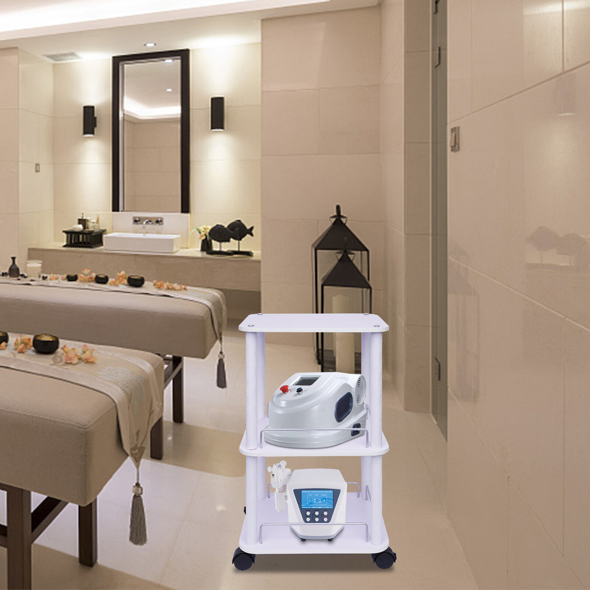 Salon & Spa Beauty Trolley Cart with 3 Shelves and 360° Wheels