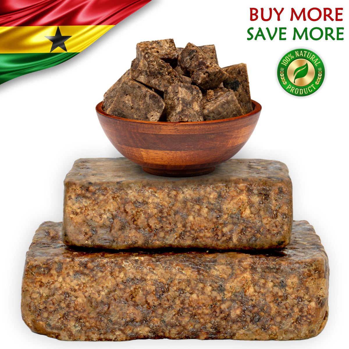 African Black Soap Bar - Natural Organic Skin & Hair Care from Ghana