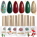 Christmas Gel Nail Polish Set - 6 Colors Long-Lasting Holiday Manicure