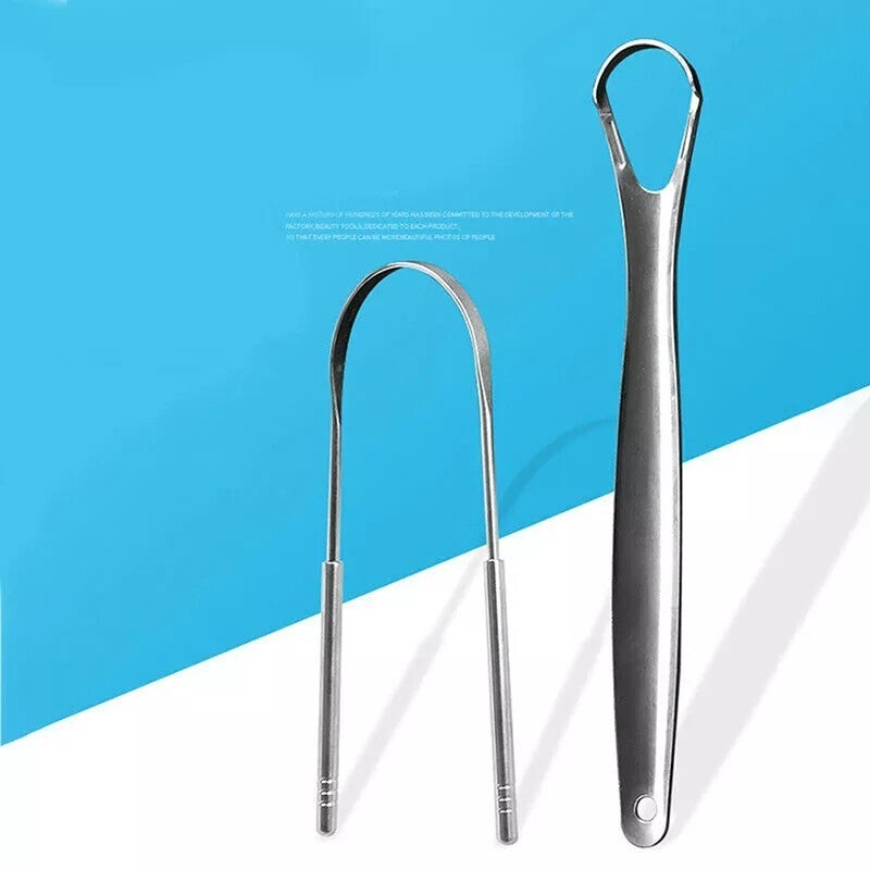 4 Pack Stainless Steel Tongue Scrapers - Oral Hygiene Cleaners for Fresh Breath