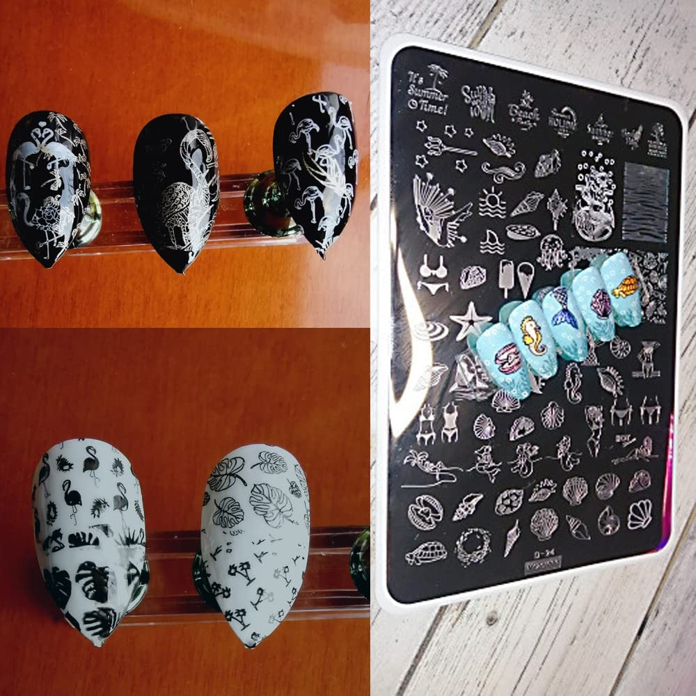 Nail Art Stamping Plates Kit with 2 Large Plates for Creative Nail Designs