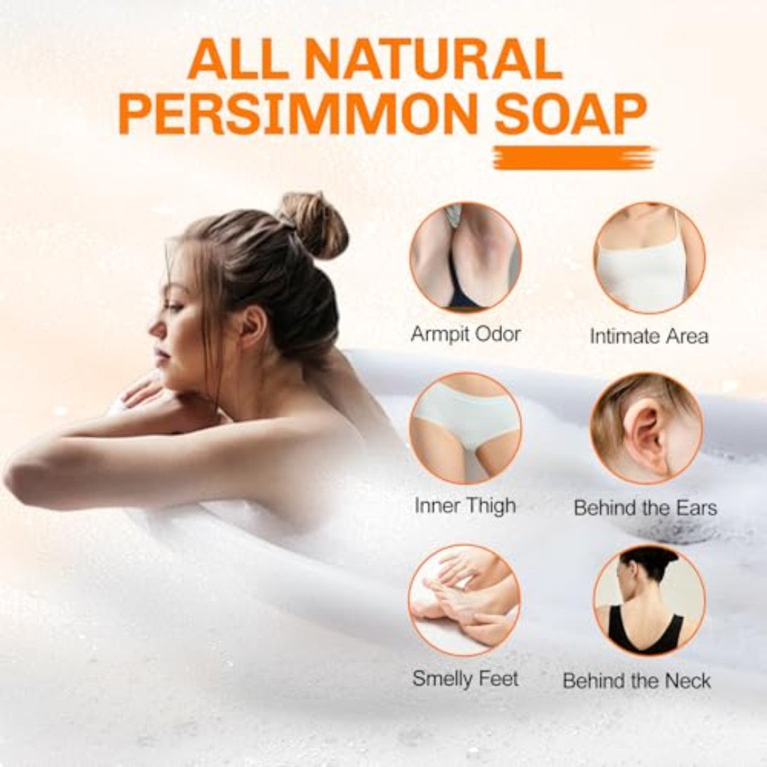 Natural Persimmon Soap Bar for Body Odor Control - Handcrafted Deodorant