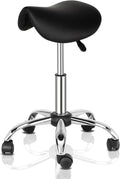 Ergonomic Saddle Stool with Swivel Wheels - Adjustable Height Office Chair