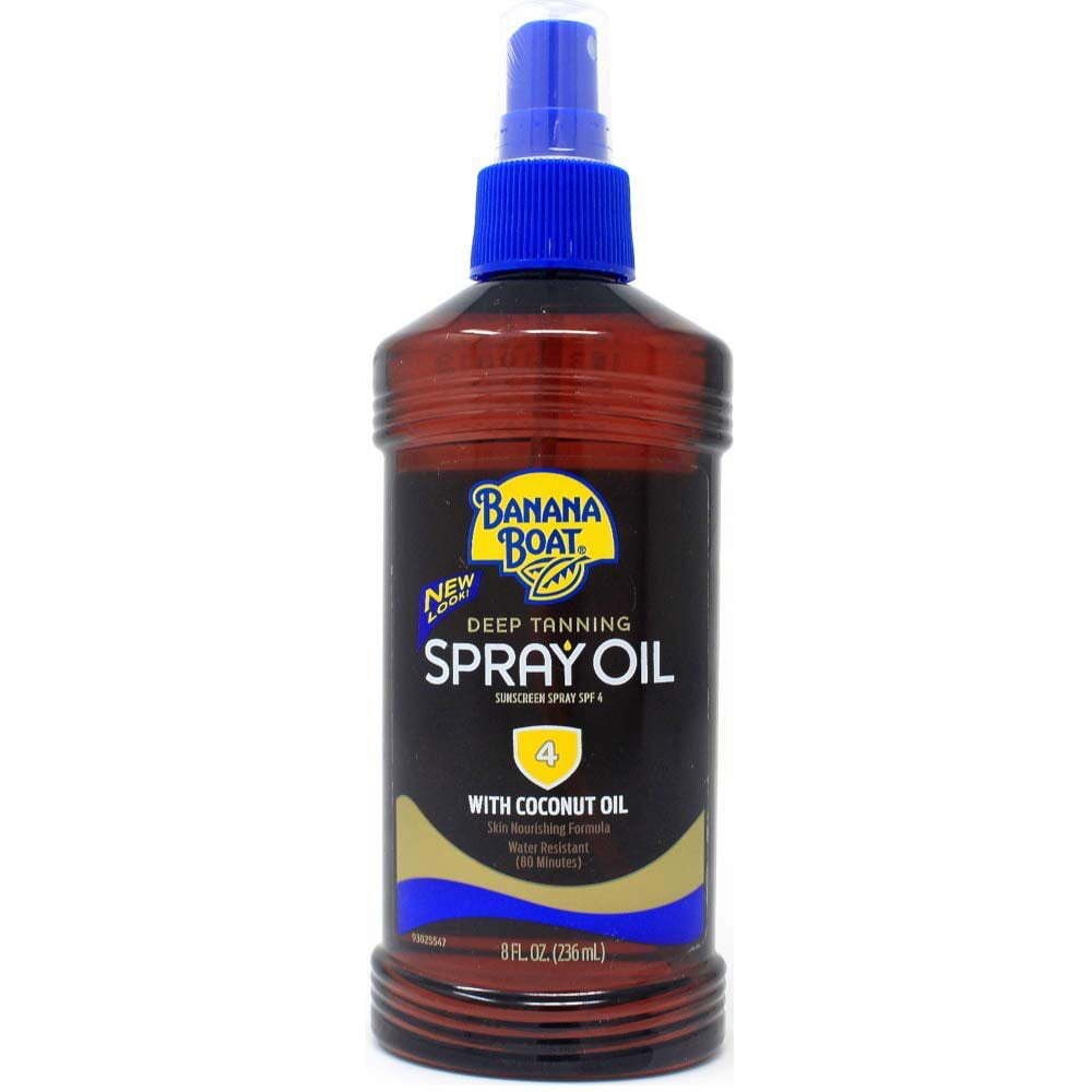 Deep Tanning Oil Sunscreen Spray SPF 4 with Carrot & Banana Extracts 8 Oz