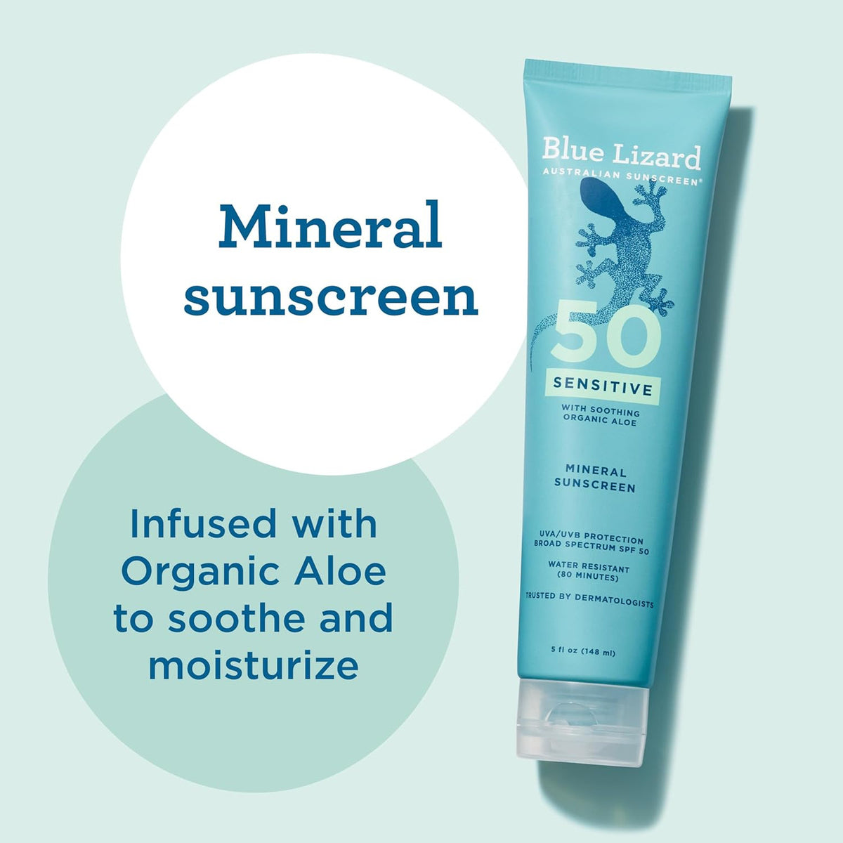 Mineral Sunscreen Lotion SPF 50 for Sensitive Skin - Broad Spectrum UVA UVB Protection 5 fl oz