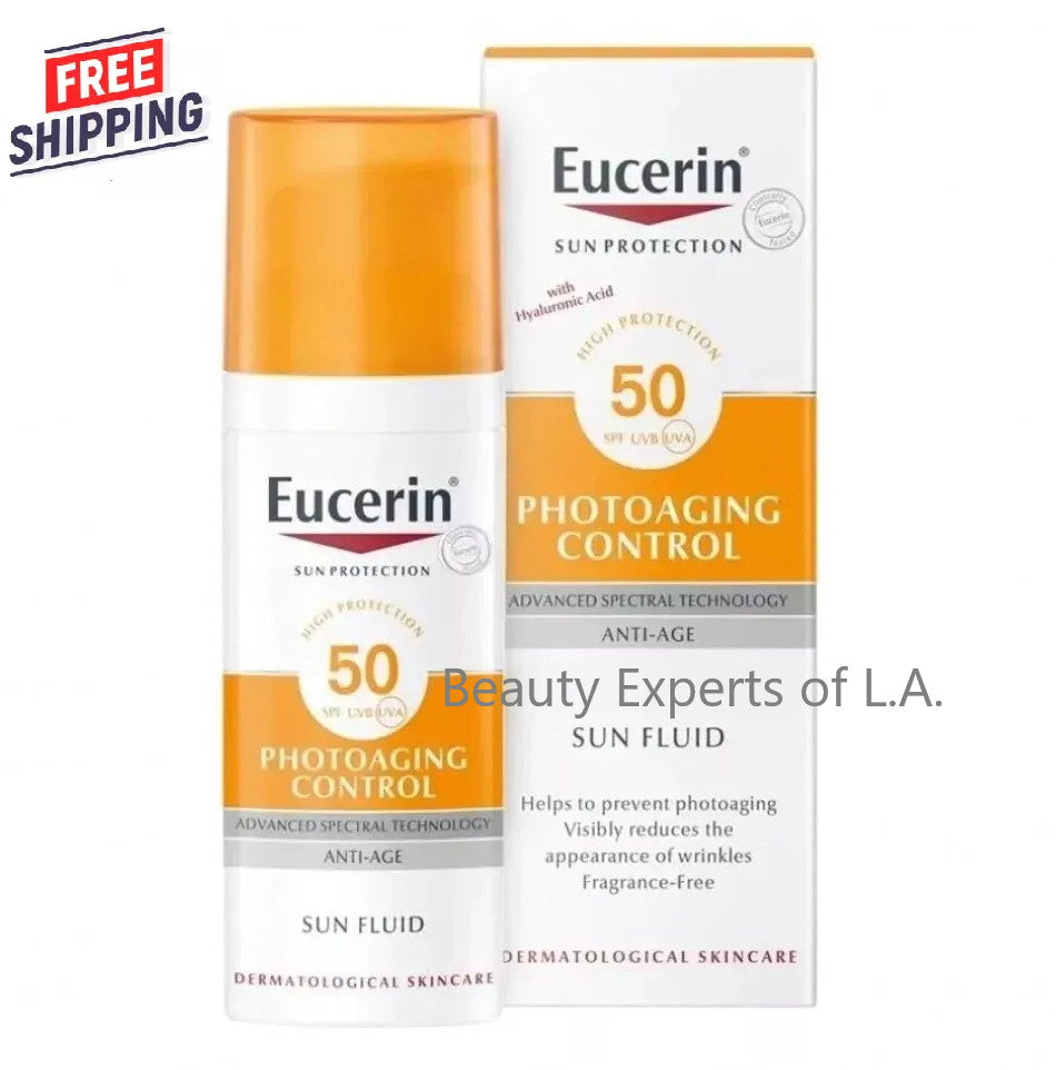 Eucerin Sun Protection SPF50+ Anti-Age Sun Fluid 50ml - Hydrating, Water-Resistant, Fragrance-Free