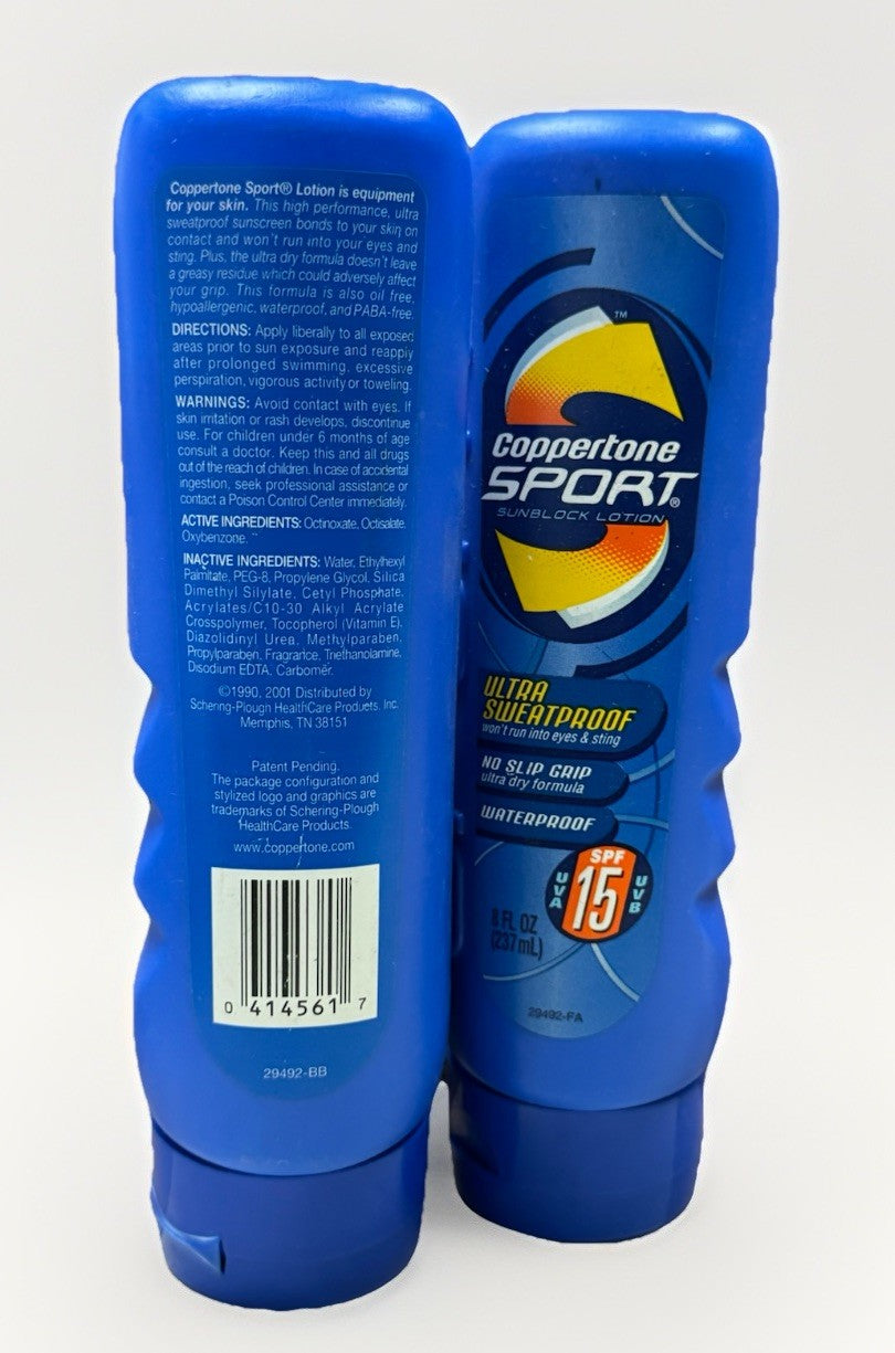 Sport Sunscreen SPF 15 Water Resistant Sweat Proof 8oz - Pack of 2