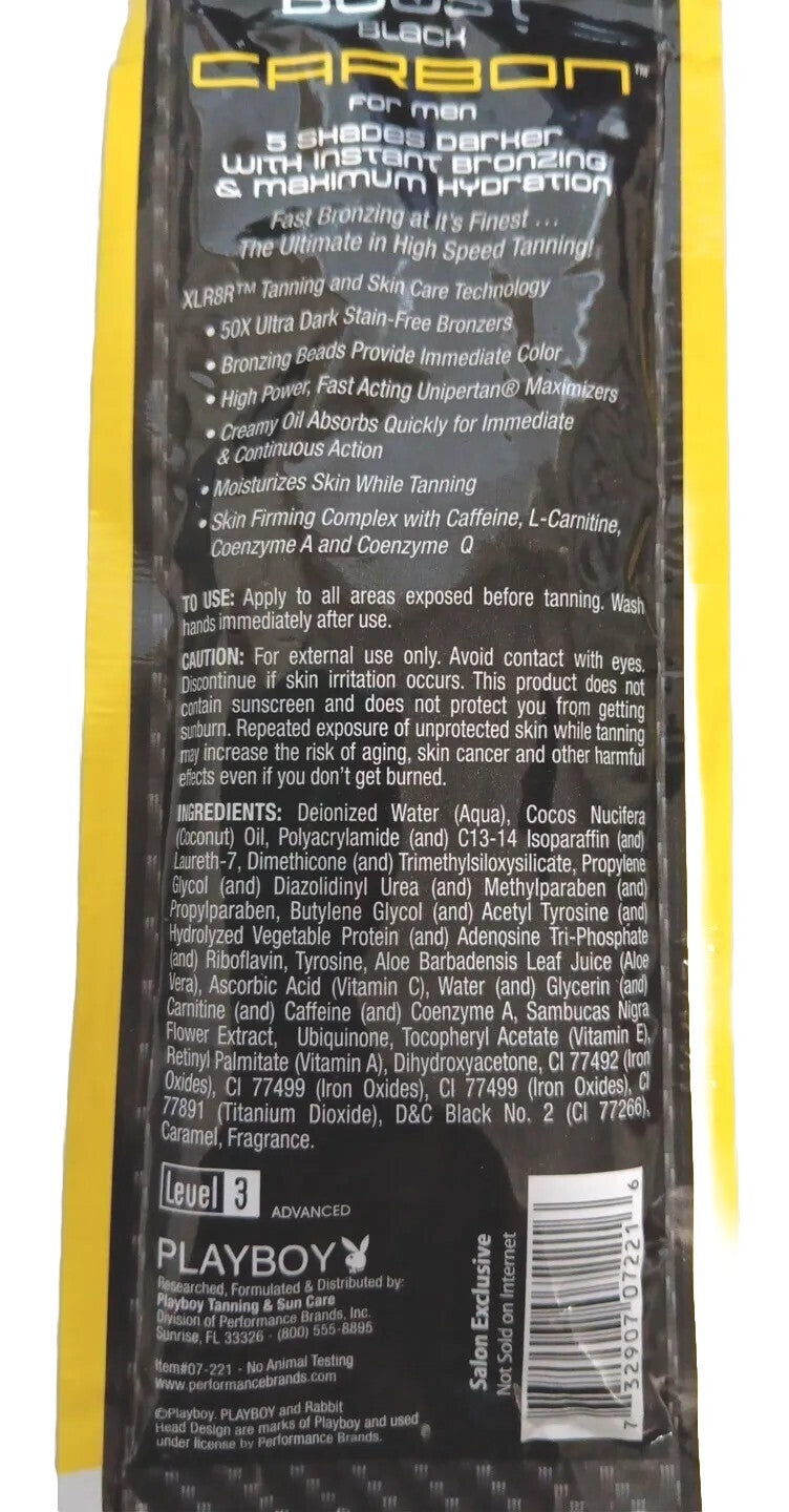 Playboy Boost Black Carbon Dark Bronzer Men's Tanning Lotion 0.75 oz - Pack of 6