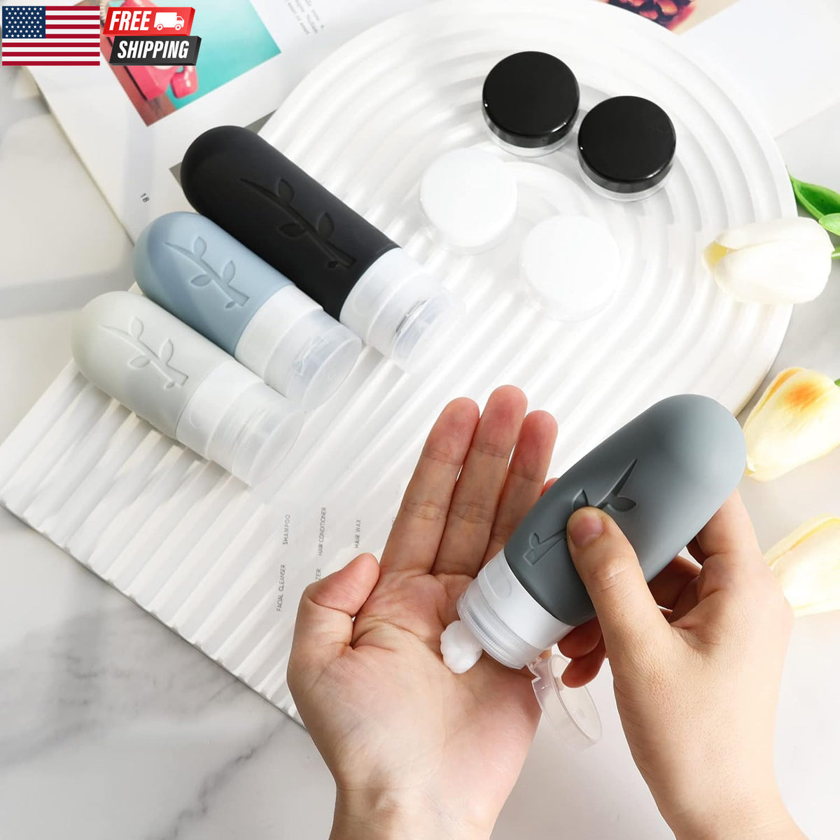 TSA Approved Silicone Travel Bottles Set with Leak-Proof Containers & Accessories