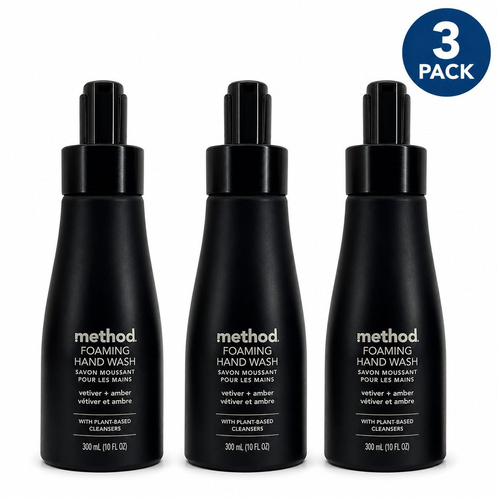 3 Pack Plant-Based Foaming Hand Wash with Vetiver & Amber - 10 fl oz