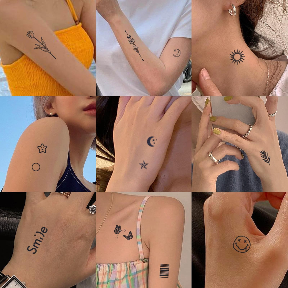 Temporary Tattoos for Adults & Kids - Small, Long-Lasting Mini Stickers (20 Sheets)