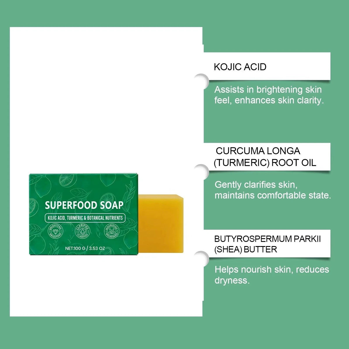 Turmeric Lemon Superfood Facial Soap Bar - Gentle Cleansing & Moisturizing