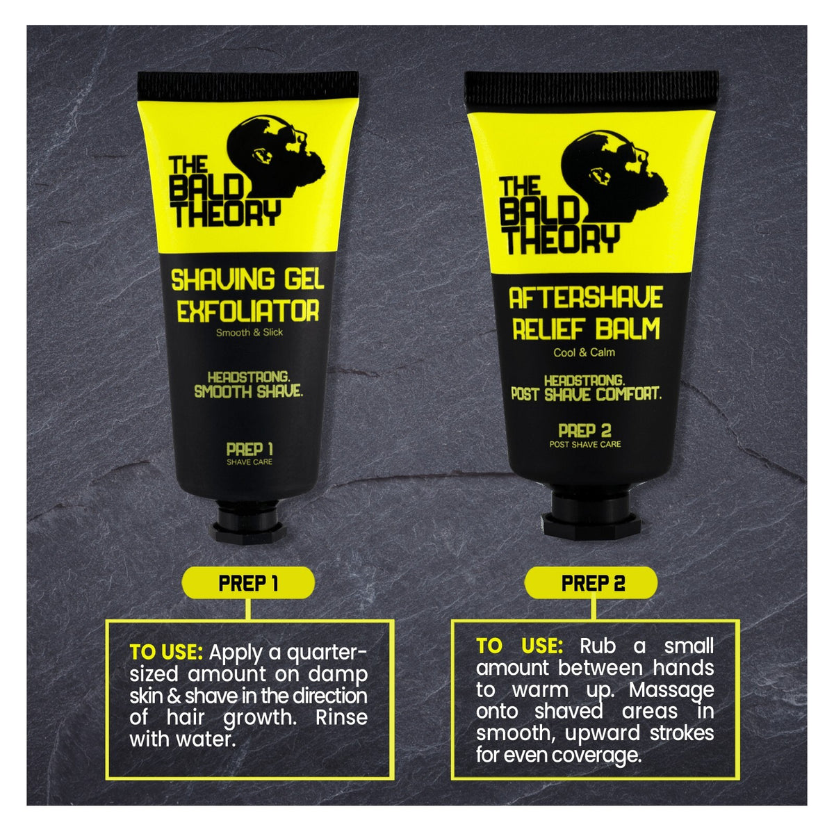 Shaving Gel Exfoliator & Aftershave Relief Balm for Bald Scalps - Hydrating & Soothing