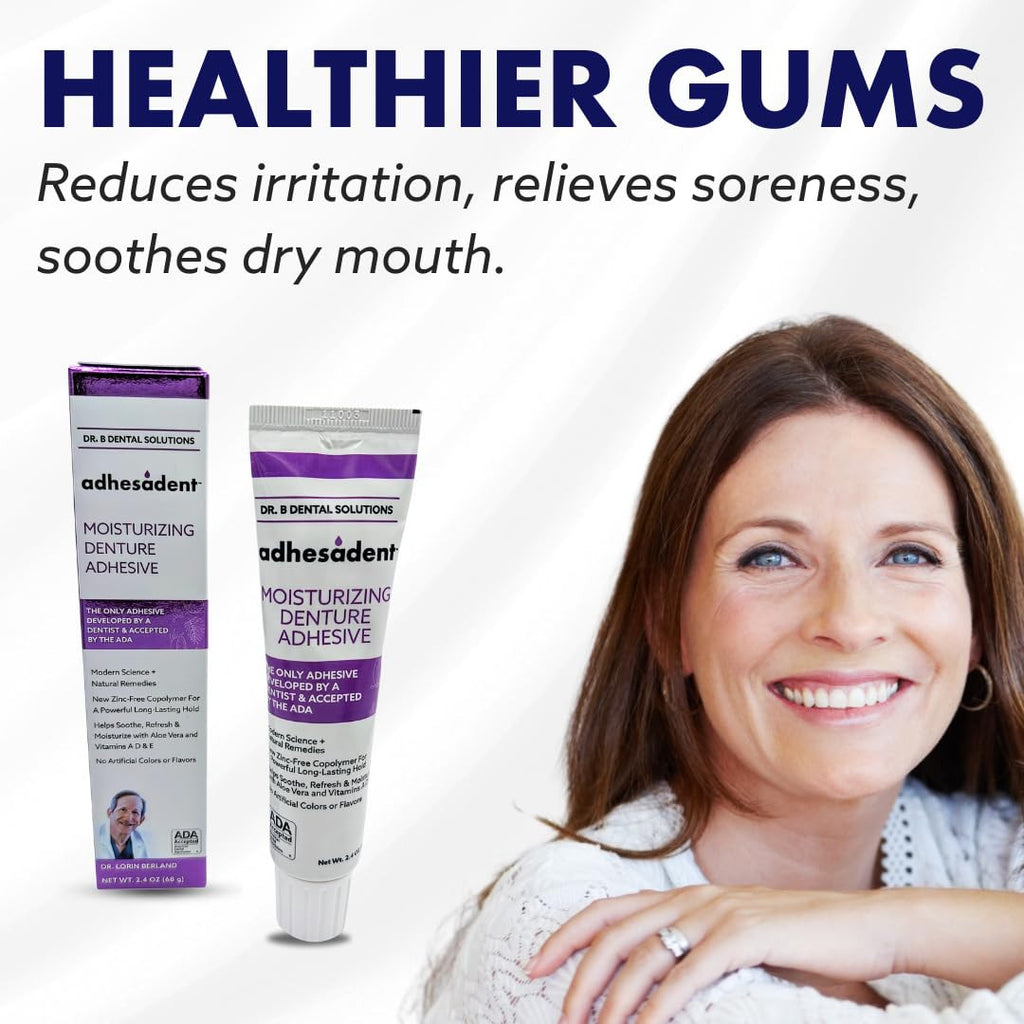 Moisturizing Denture Adhesive Cream with Strong Grip - Zinc-Free, Natural Taste
