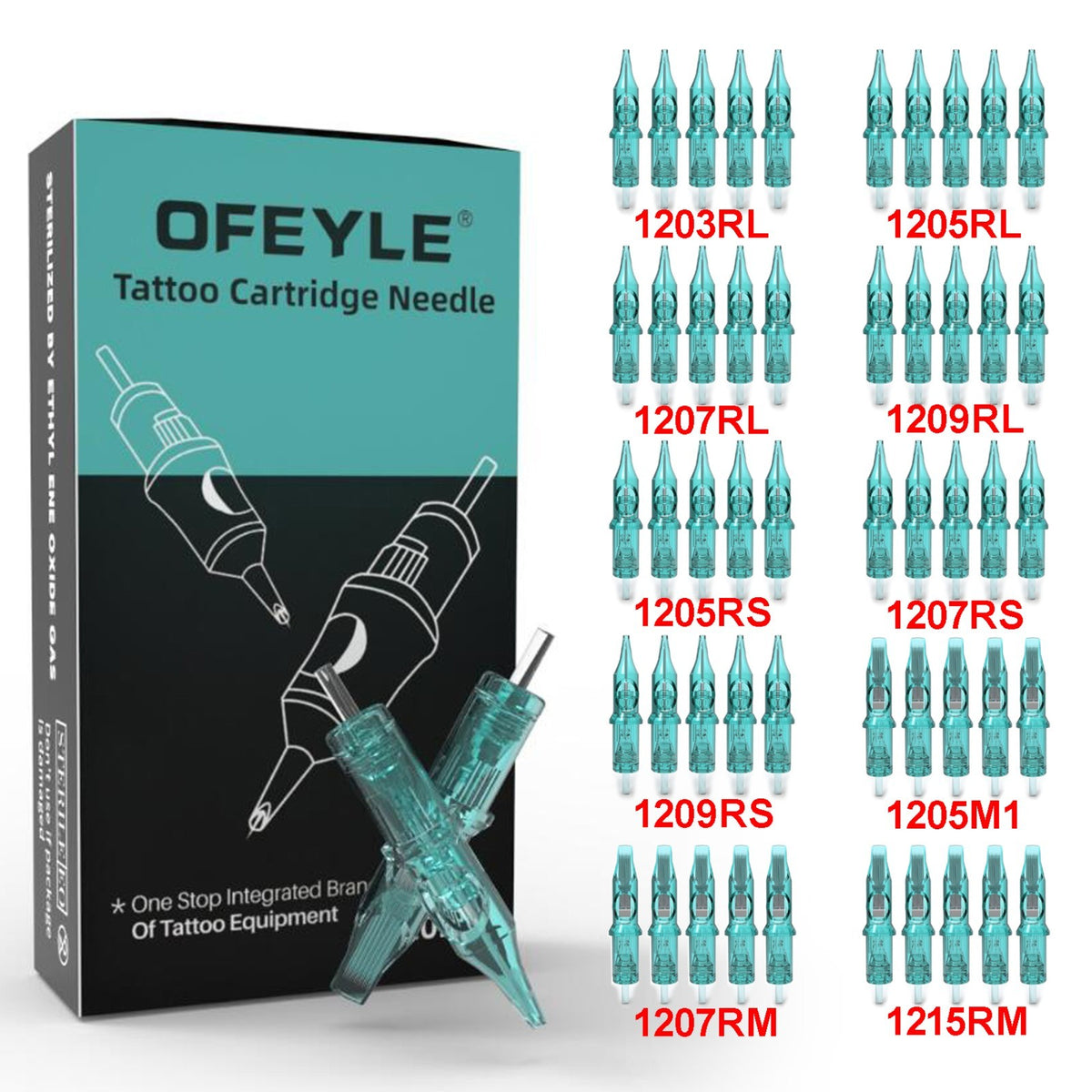Disposable Tattoo Needle Cartridges 3RL-15RM, 50Pcs Mix Set