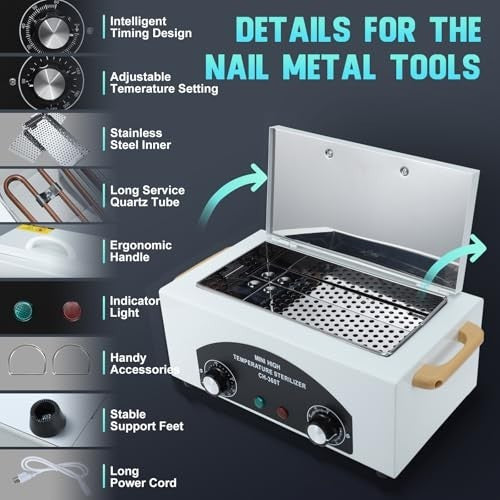 High Temperature Metal Tool Sterilizer Box for Manicure Pedicure Disinfection