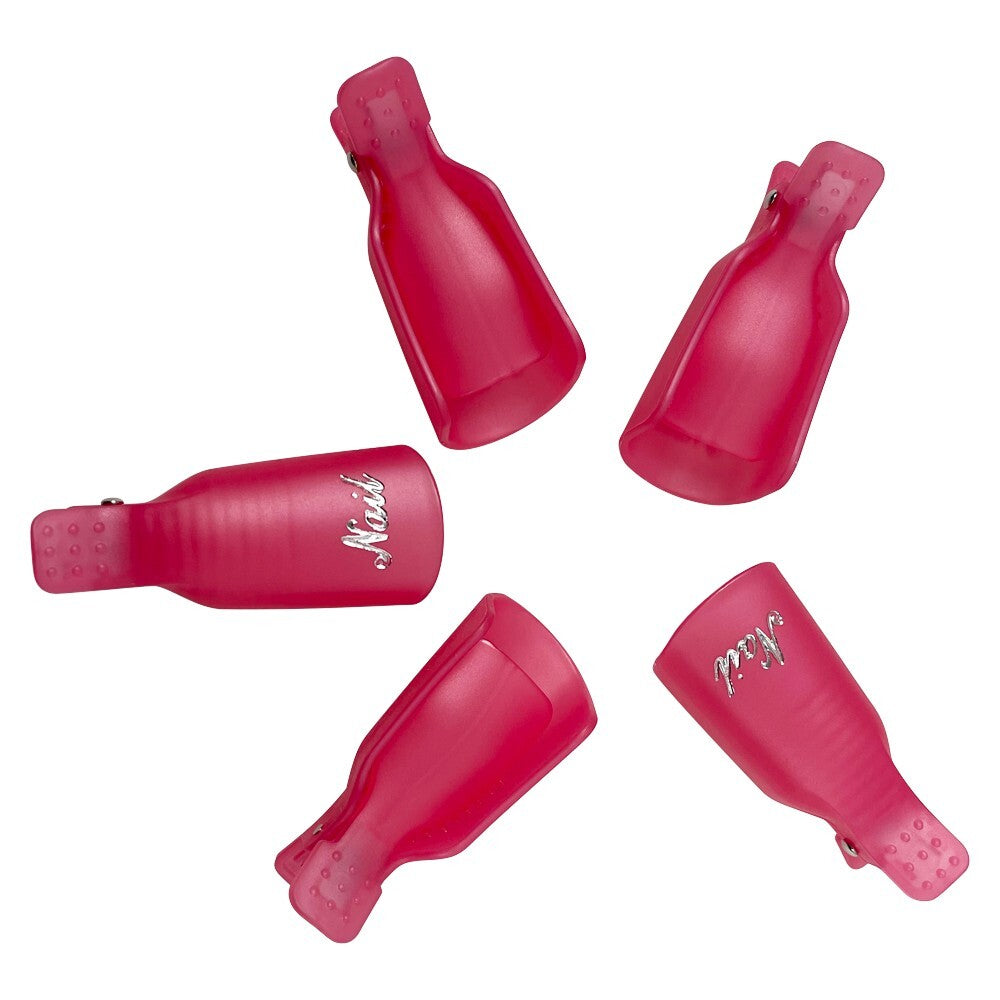 Pink Nail Removers Kit with 10 Plastic Soak Off Clips for Nail Art Removal