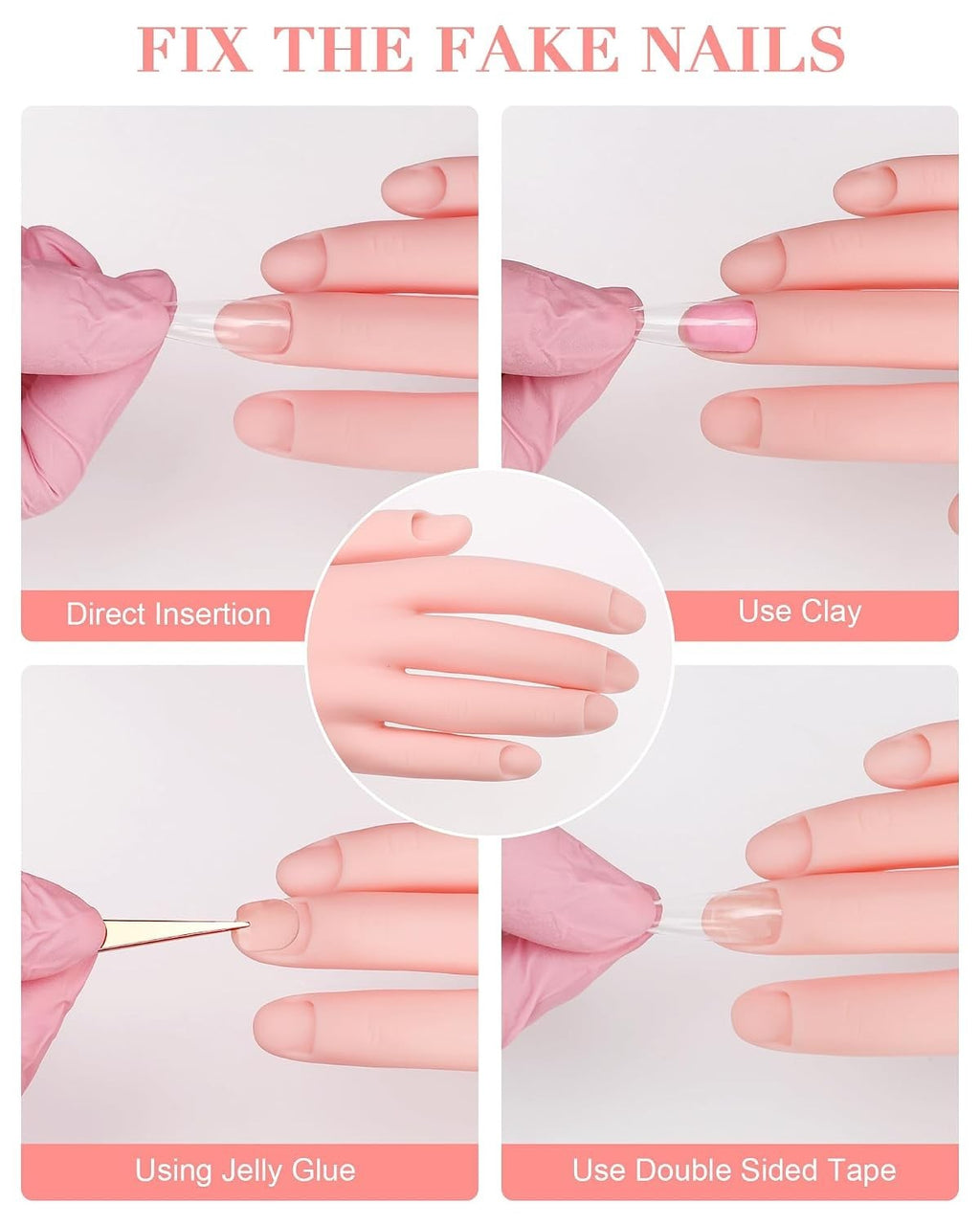 Flexible Nail Art Practice Hand for Manicure Training & Design