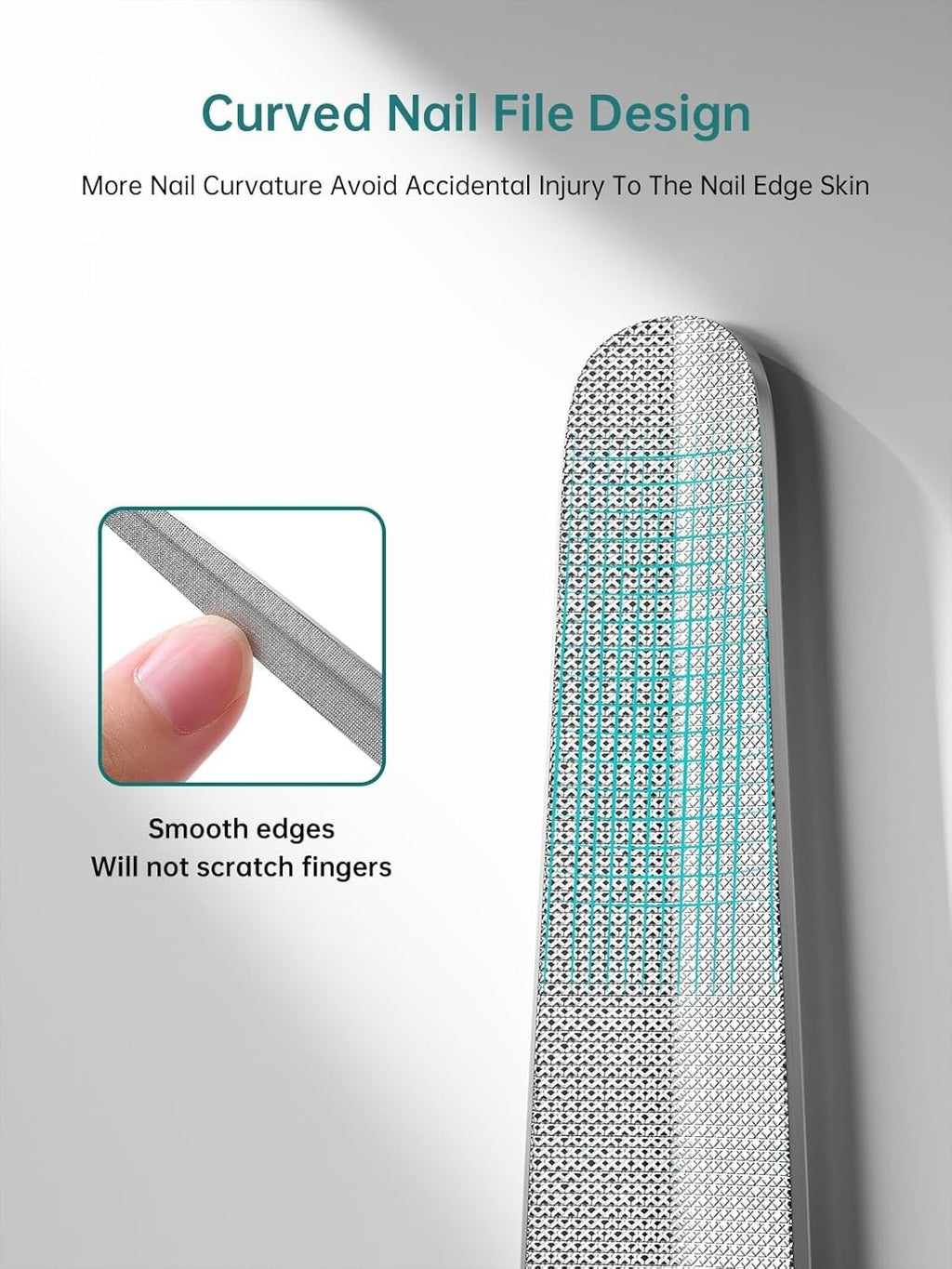 Metal Curved Nail File Double-Sided for Nail Shaping and Smoothing