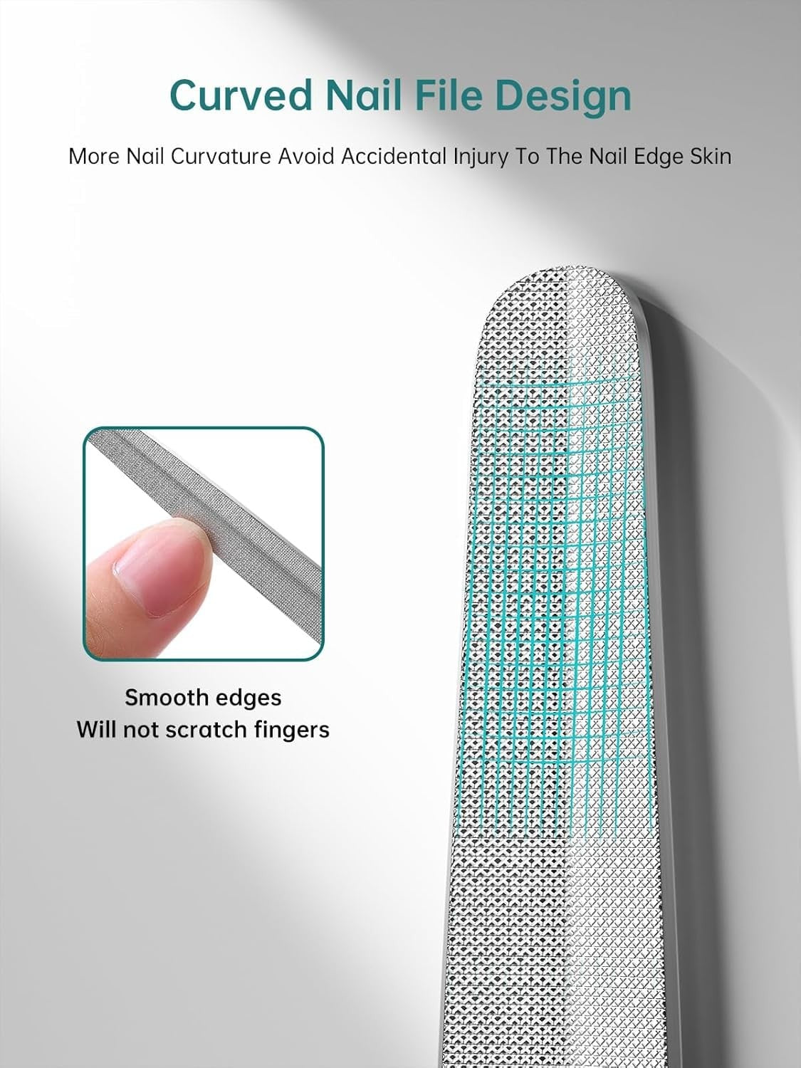 Metal Curved Nail File Double-Sided for Nail Shaping and Smoothing