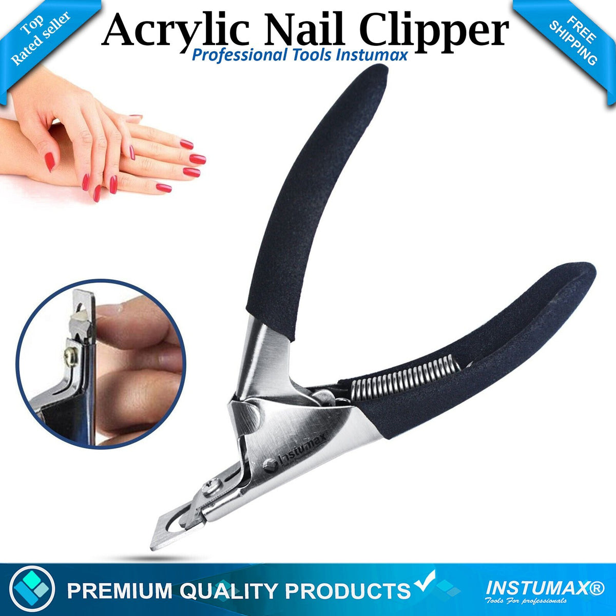 Black Acrylic Nail Clipper for False Nails - Manicure Tool Cutter