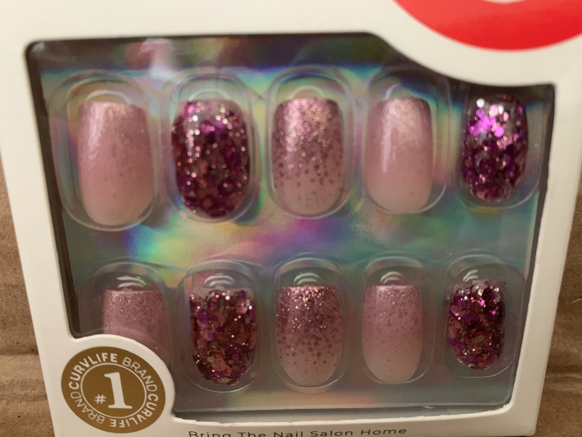 Pink Gel Press-On Nails with Self-Adhesive Shine - Curvlife