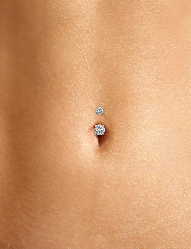 14G Titanium Internally Threaded Double CZ Belly Ring Navel Piercing