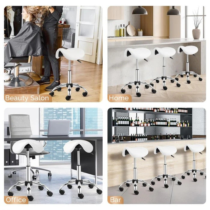 Ergonomic Saddle Stool with 360° Wheels 350 Lb Capacity for Office & Salon