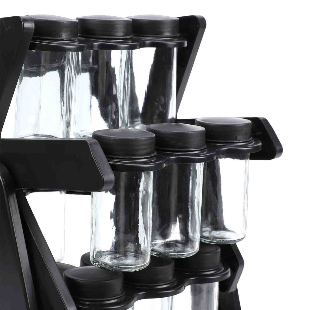18 Jar Rotating Spice Rack Organizer with Labels and Funnel - Kitchen Counter Storage