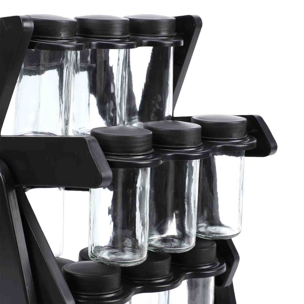 18 Jar Rotating Spice Rack Organizer with Labels and Funnel - Kitchen Counter Storage