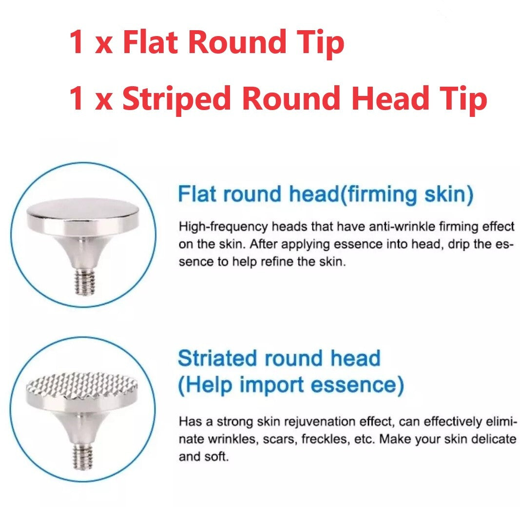 Flat Round and Striped Head Tips for Fibroblast Plasma Pen - 2 Pcs
