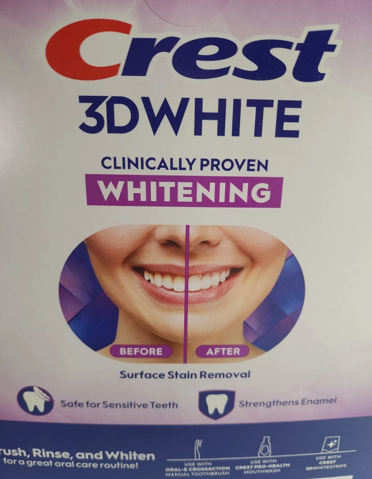 Crest 3D White Fluoride Anticavity Toothpaste 2 Pack - Stain Removal & Whitening