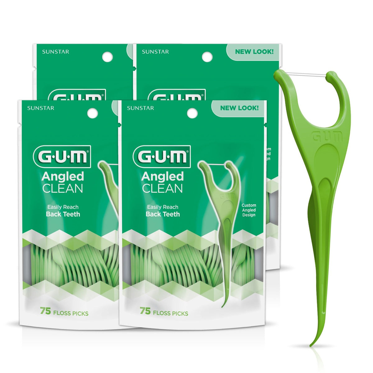 Angled Dental Floss Picks for Tight Teeth, Extra Strong Mint Floss - Pack of 100