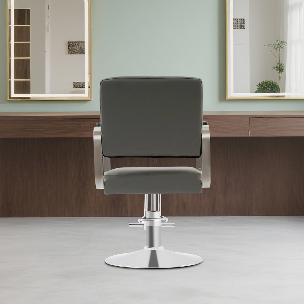 Adjustable Salon Barber Chair with 360° Rotation and Stainless Steel Frame