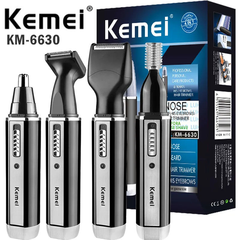 4-in-1 Beard Trimmer Nose & Ear Hair Clippers Set for Men KM-6630